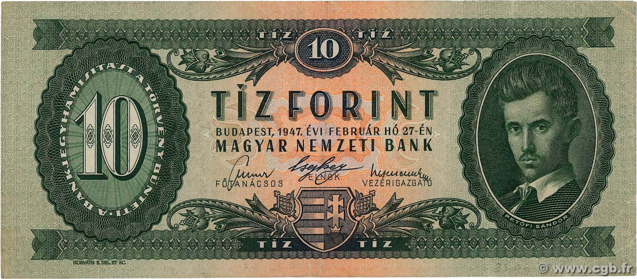 10 Forint HONGRIE  1947 P.161a TTB