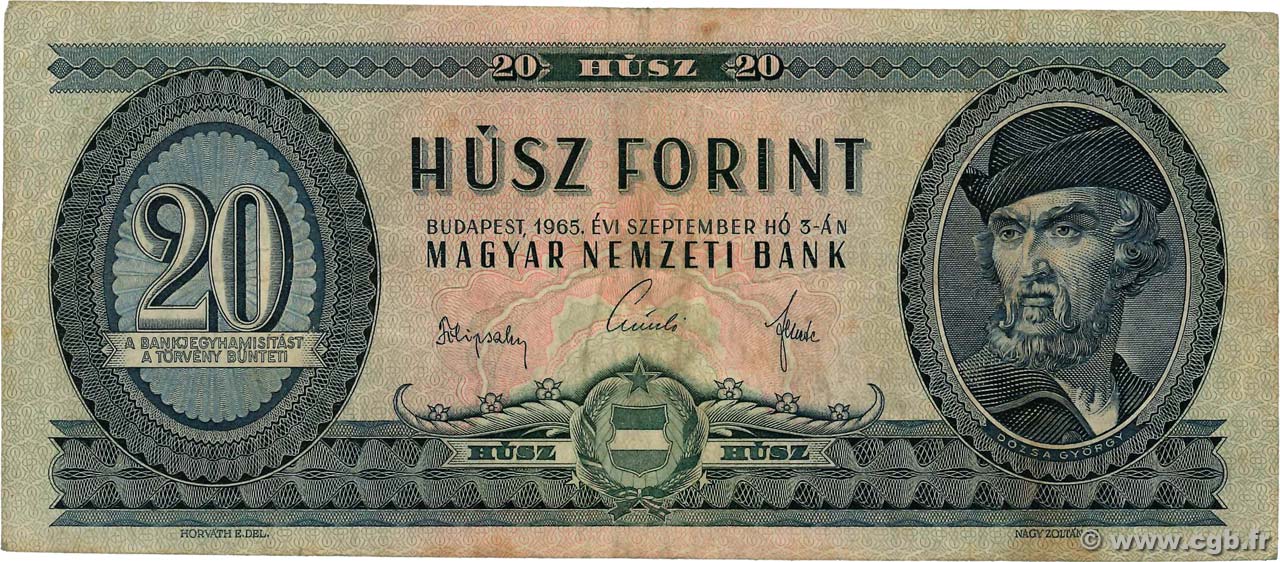20 Forint UNGARN  1965 P.169d S