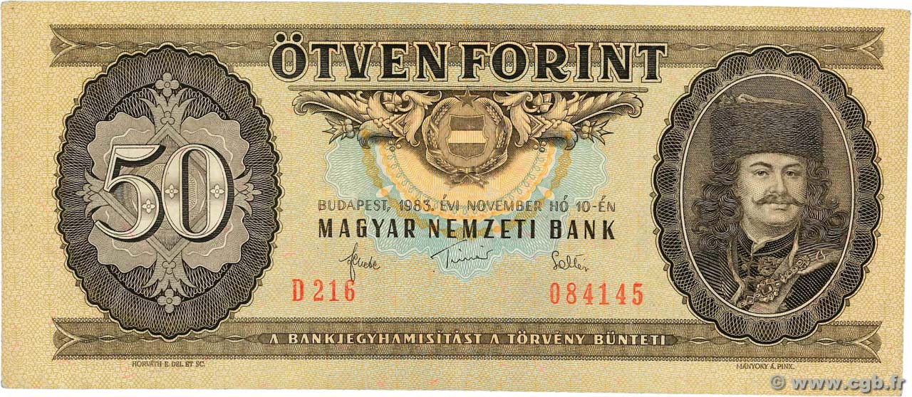 50 Forint HONGRIE  1983 P.170f TTB