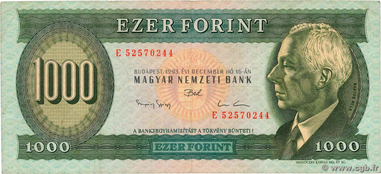 1000 Forint UNGHERIA  1993 P.176b BB