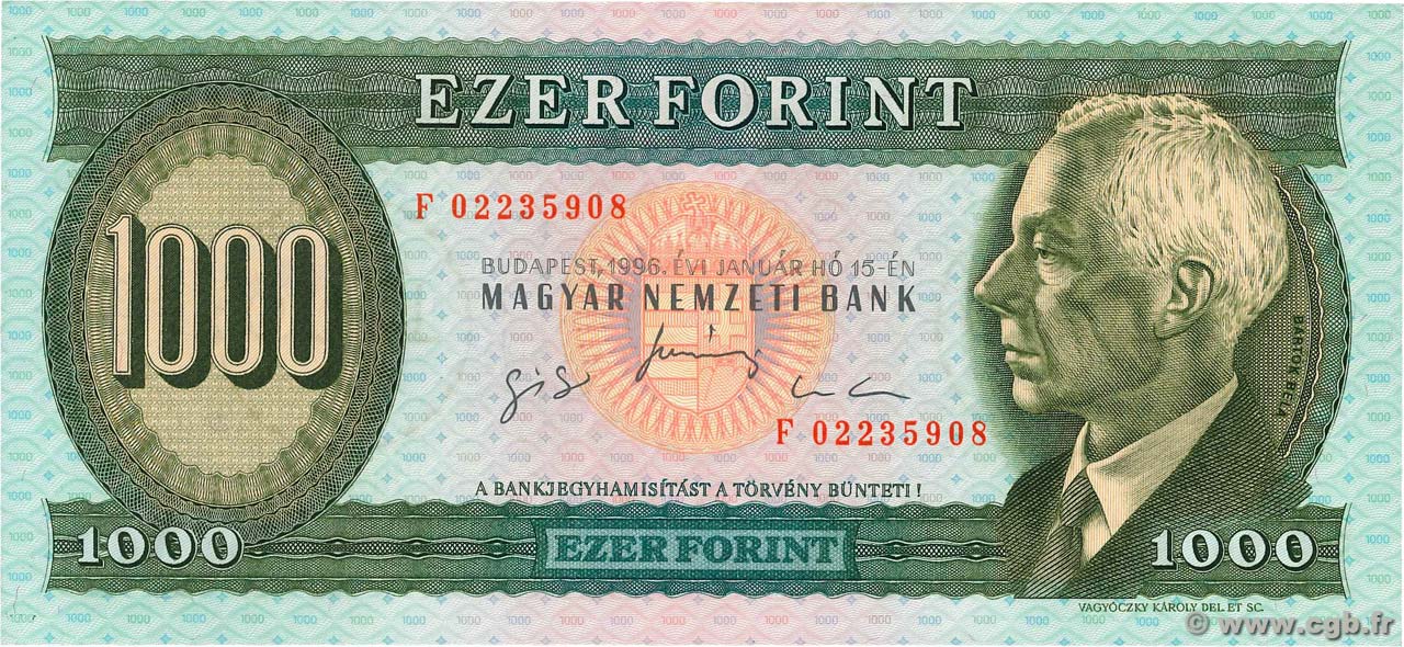 1000 Forint UNGHERIA  1996 P.176c q.FDC