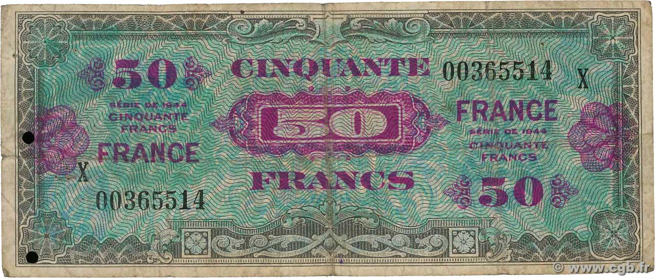 50 Francs FRANCE FRANCE  1945 VF.24.04 VG
