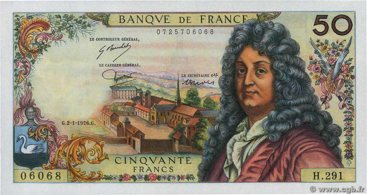 50 Francs RACINE FRANCIA  1976 F.64.32 SC