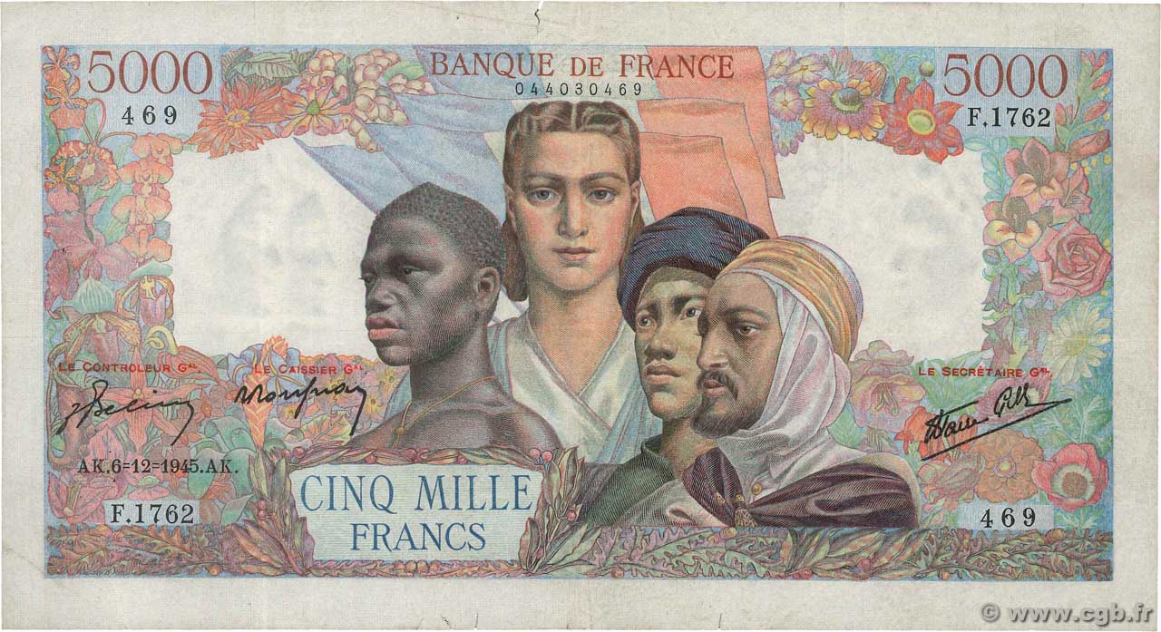 5000 Francs EMPIRE FRANÇAIS FRANCE  1945 F.47.49 F