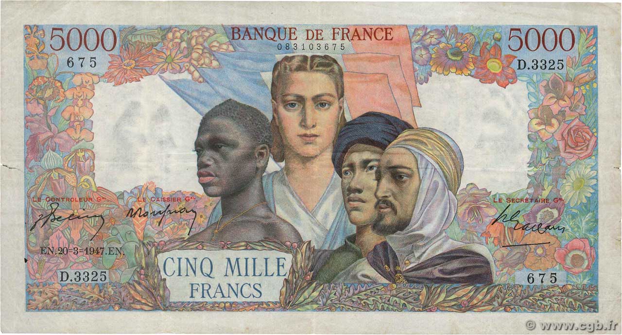 5000 Francs EMPIRE FRANÇAIS FRANCIA  1947 F.47.59 q.BB
