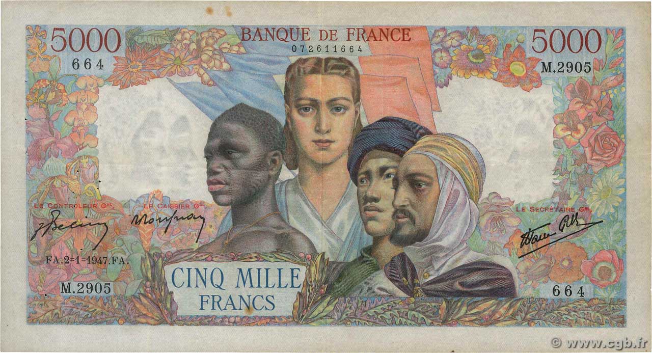5000 Francs EMPIRE FRANÇAIS FRANCE  1947 F.47.57 pr.TTB
