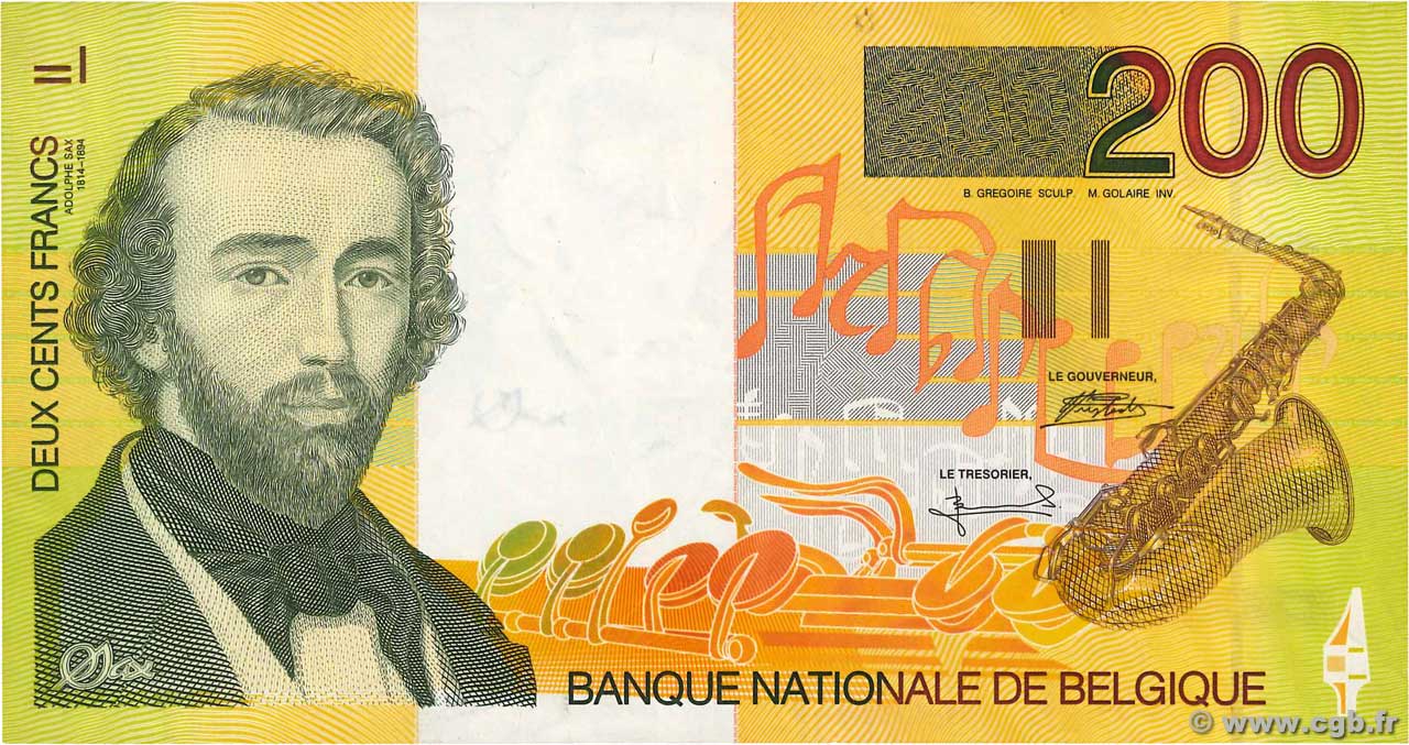 200 Francs BELGIEN  1995 P.148 fVZ