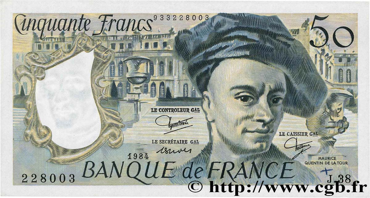 50 Francs QUENTIN DE LA TOUR FRANKREICH  1984 F.67.10 VZ
