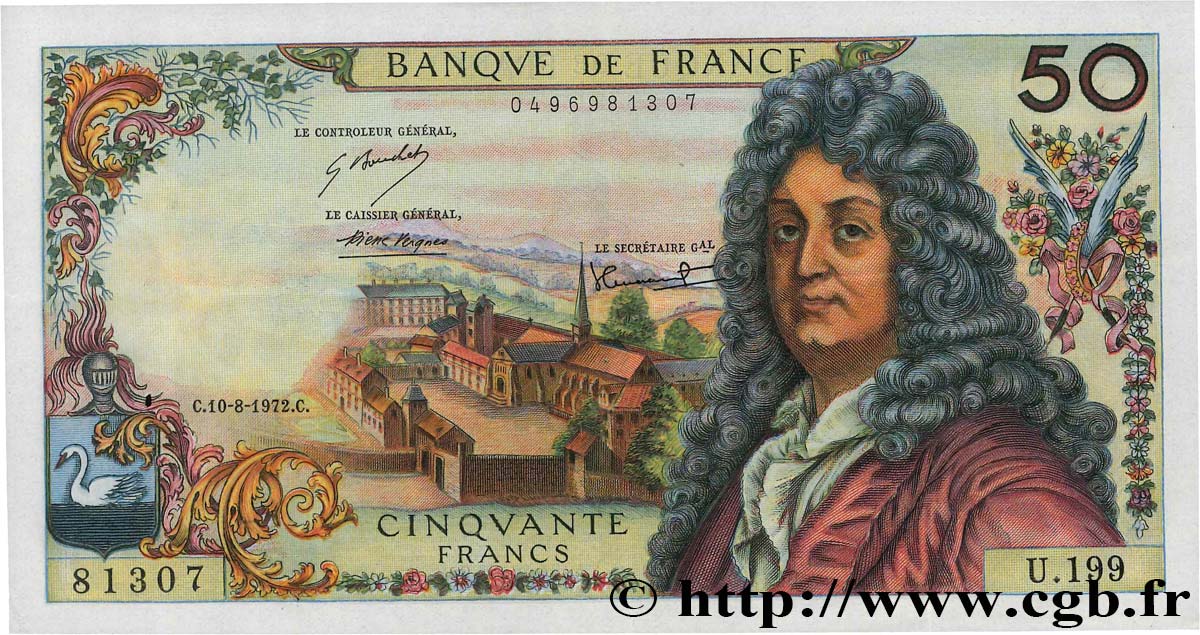 50 Francs RACINE FRANKREICH  1972 F.64.21 fVZ