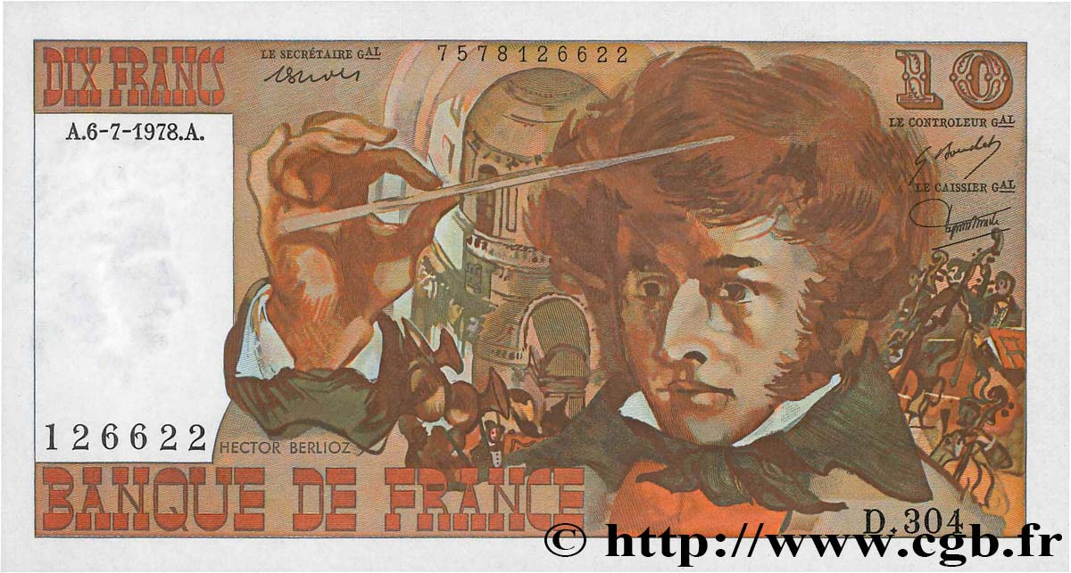 10 Francs BERLIOZ FRANCE  1978 F.63.24 UNC-