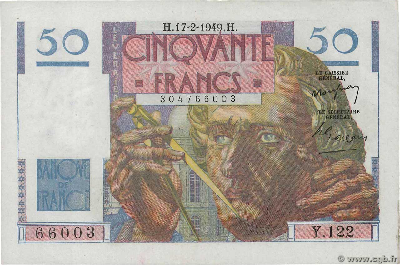 50 Francs LE VERRIER FRANCE  1949 F.20.11 XF-