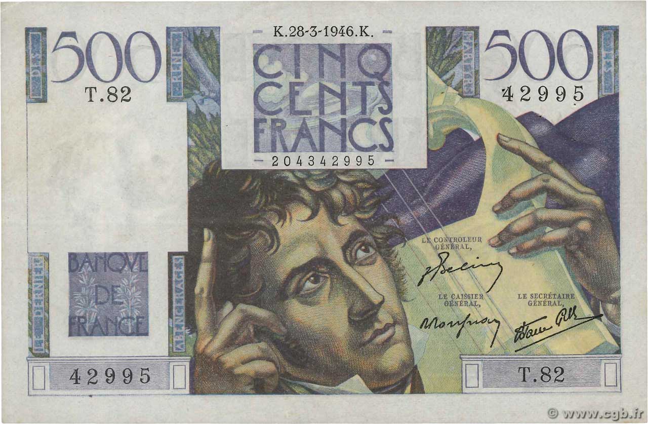 500 Francs CHATEAUBRIAND FRANKREICH  1946 F.34.05 SS