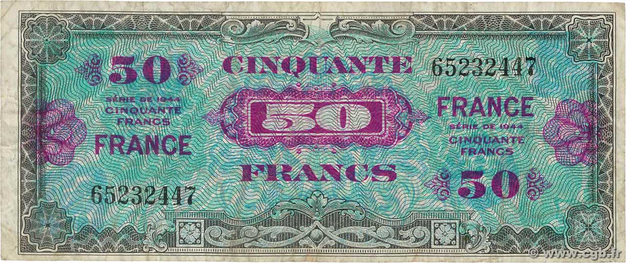 50 Francs FRANCE FRANKREICH  1945 VF.24.01 S