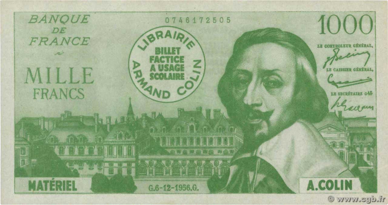 1000 Francs RICHELIEU Scolaire FRANCE regionalismo e varie  1964 F.(42) SPL