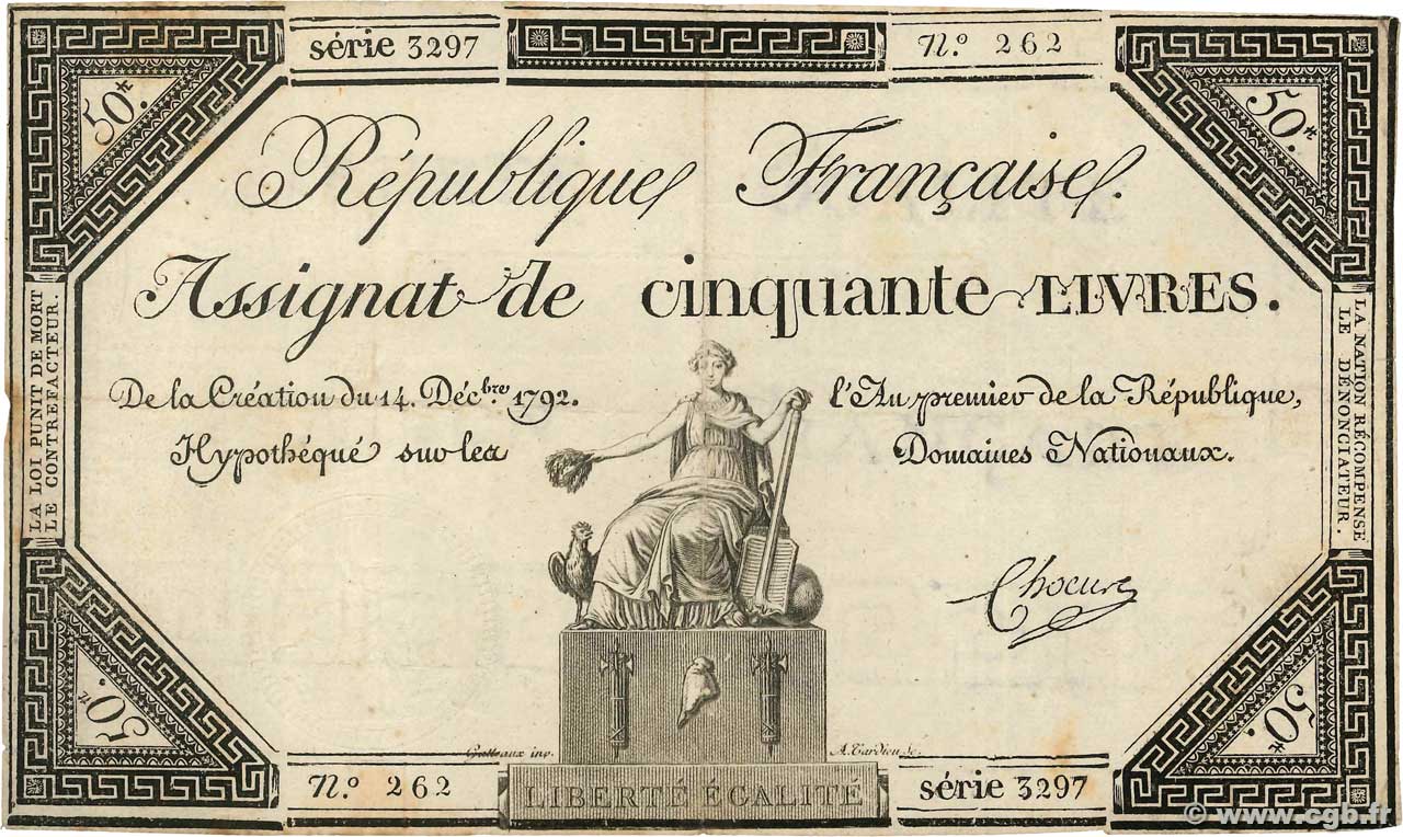 50 Livres FRANCIA  1792 Ass.39a BC