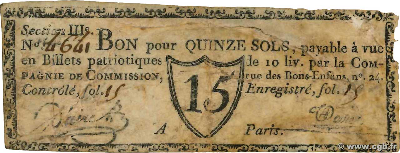 15 Sols FRANCE regionalismo e varie Paris 1792 Kc.75.078 B