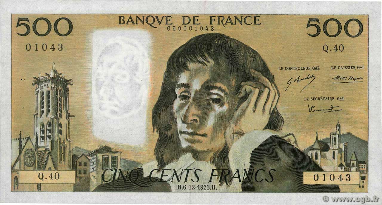 500 Francs PASCAL FRANCIA  1973 F.71.10 BB