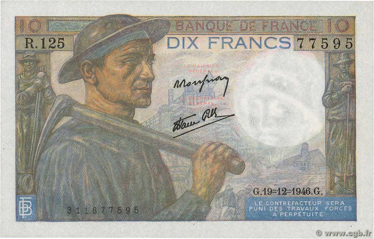 10 Francs MINEUR FRANCIA  1946 F.08.16 q.FDC