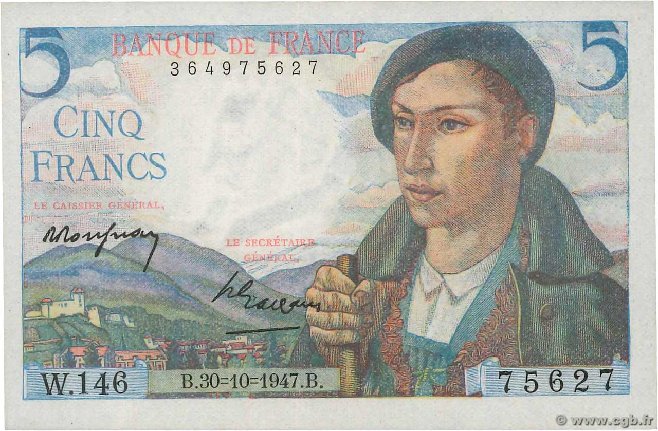 5 Francs BERGER FRANKREICH  1947 F.05.07 SS