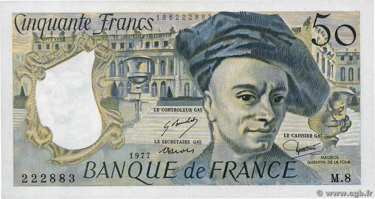 50 Francs QUENTIN DE LA TOUR FRANCIA  1977 F.67.02 EBC+