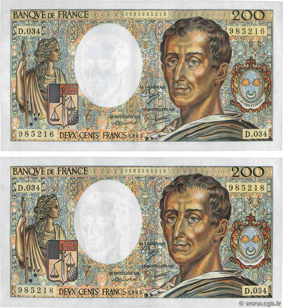 200 Francs MONTESQUIEU Lot FRANCIA  1985 F.70.05 EBC+