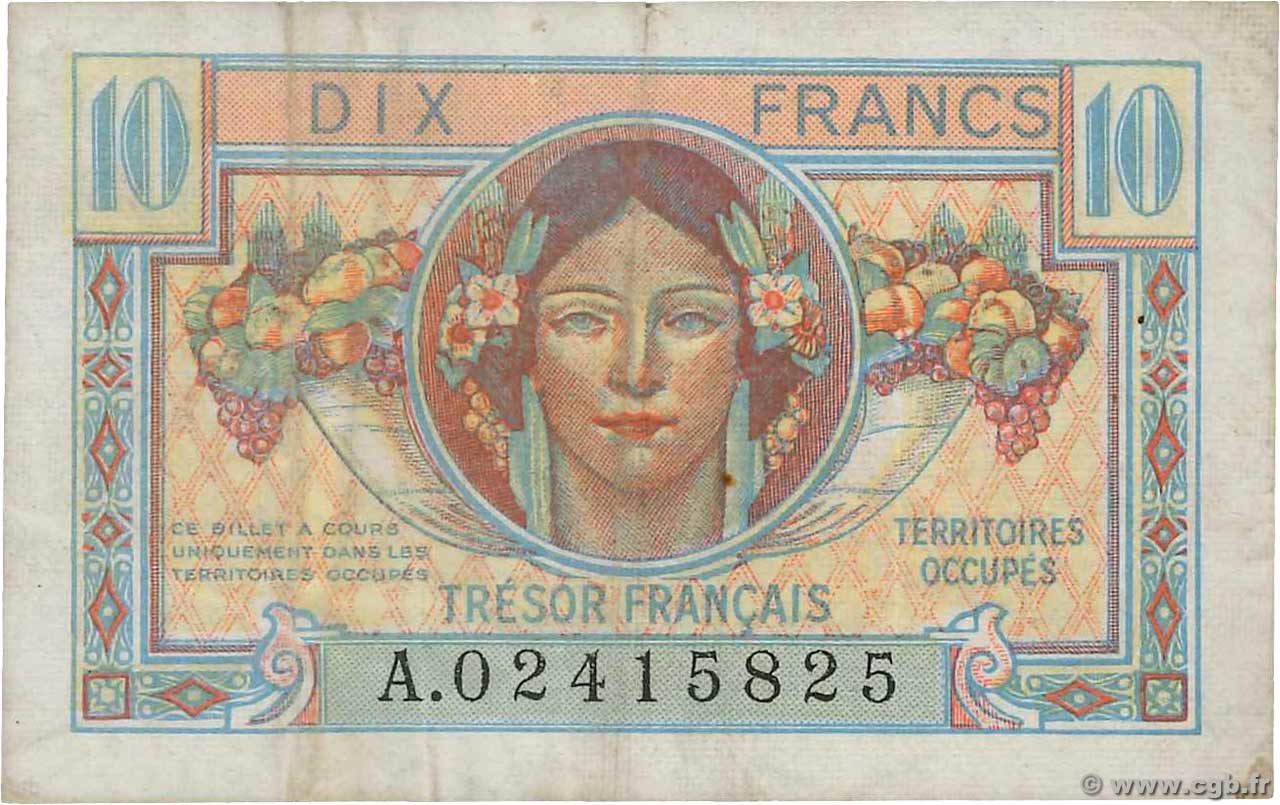 10 Francs TRÉSOR FRANÇAIS FRANCIA  1947 VF.30.01 q.BB