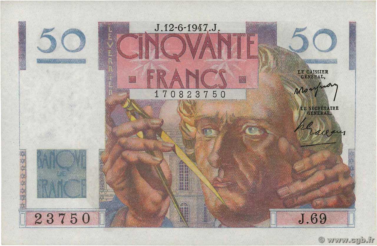 50 Francs LE VERRIER FRANCE  1947 F.20.08 SPL+