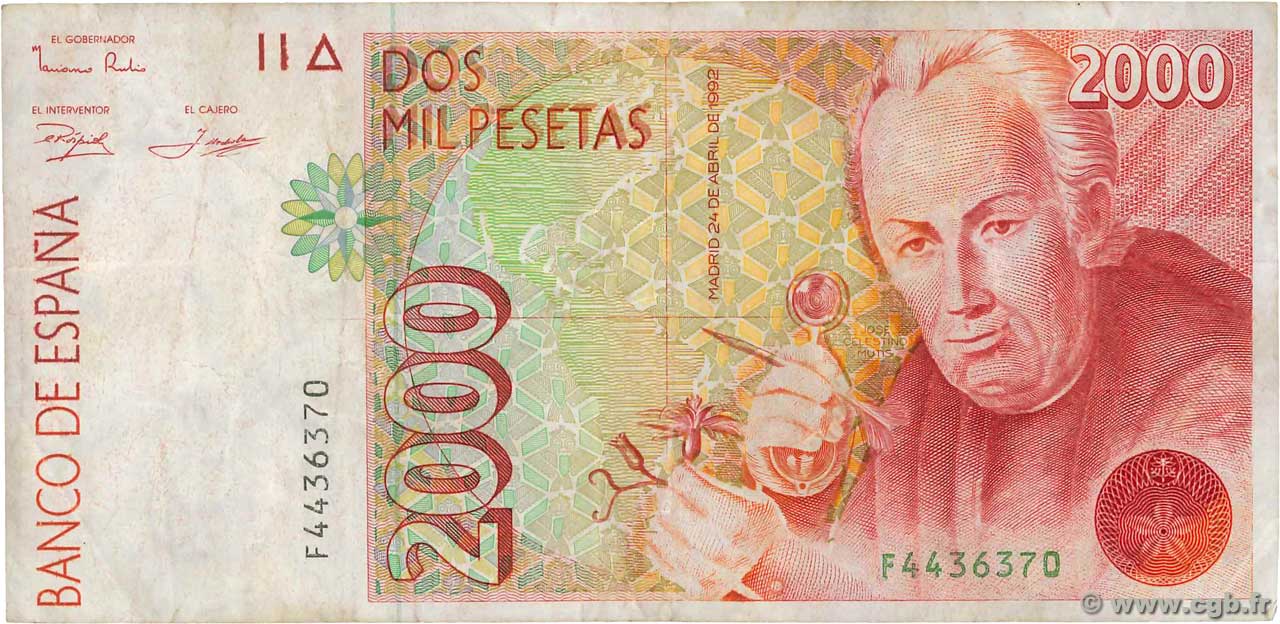2000 Pesetas ESPAÑA  1992 P.164 BC