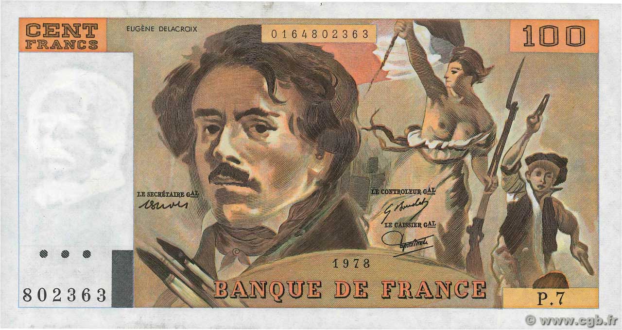 100 Francs DELACROIX modifié FRANCIA  1978 F.69.01d MBC