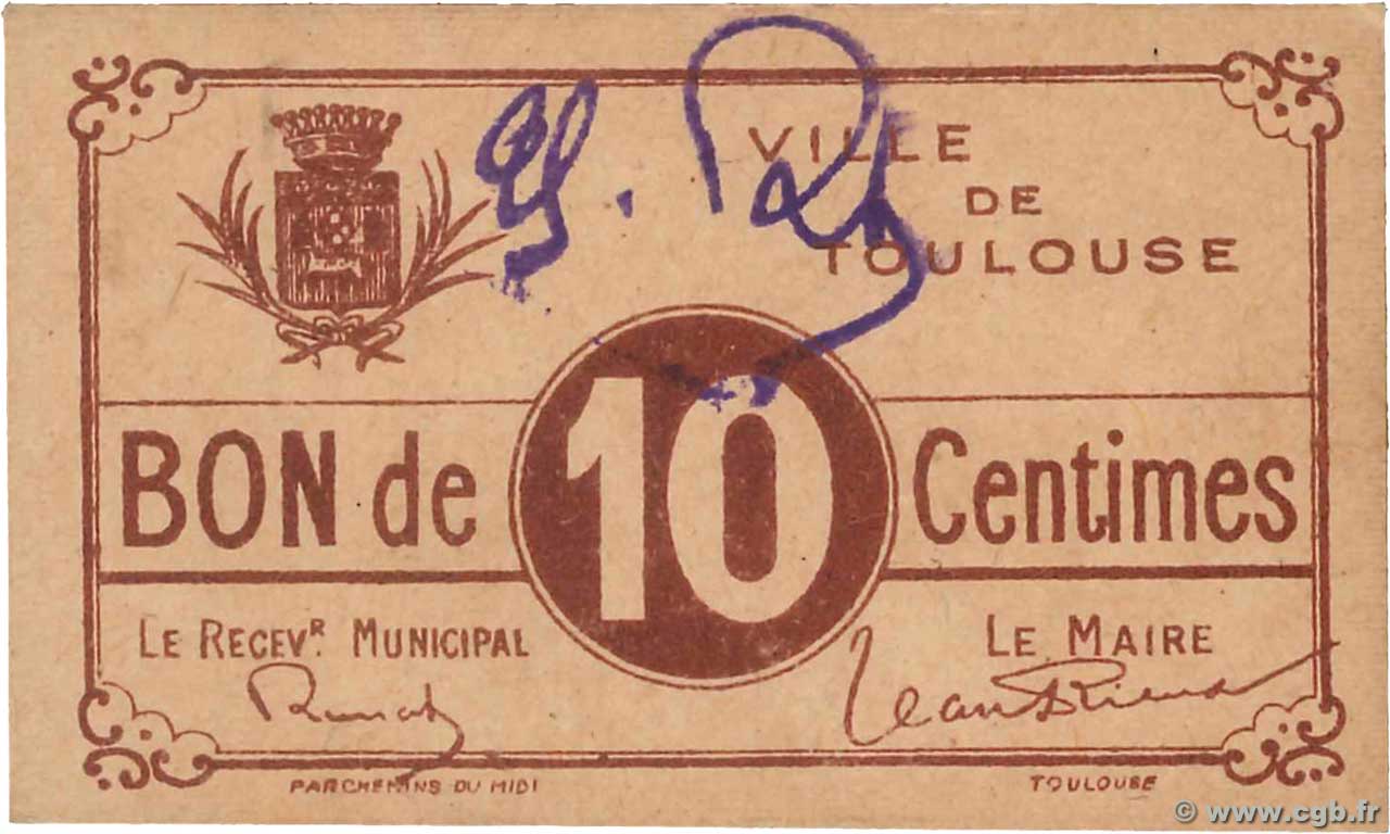 10 Centimes FRANCE Regionalismus und verschiedenen Toulouse 1914 JP.31-178 fST