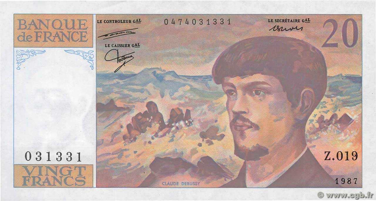 20 Francs DEBUSSY FRANCE  1987 F.66.08 SPL