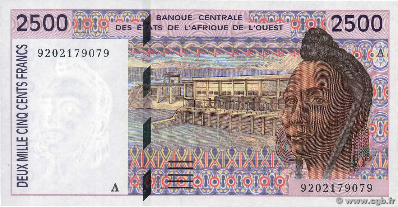 2500 Francs STATI AMERICANI AFRICANI  1992 P.112Aa FDC