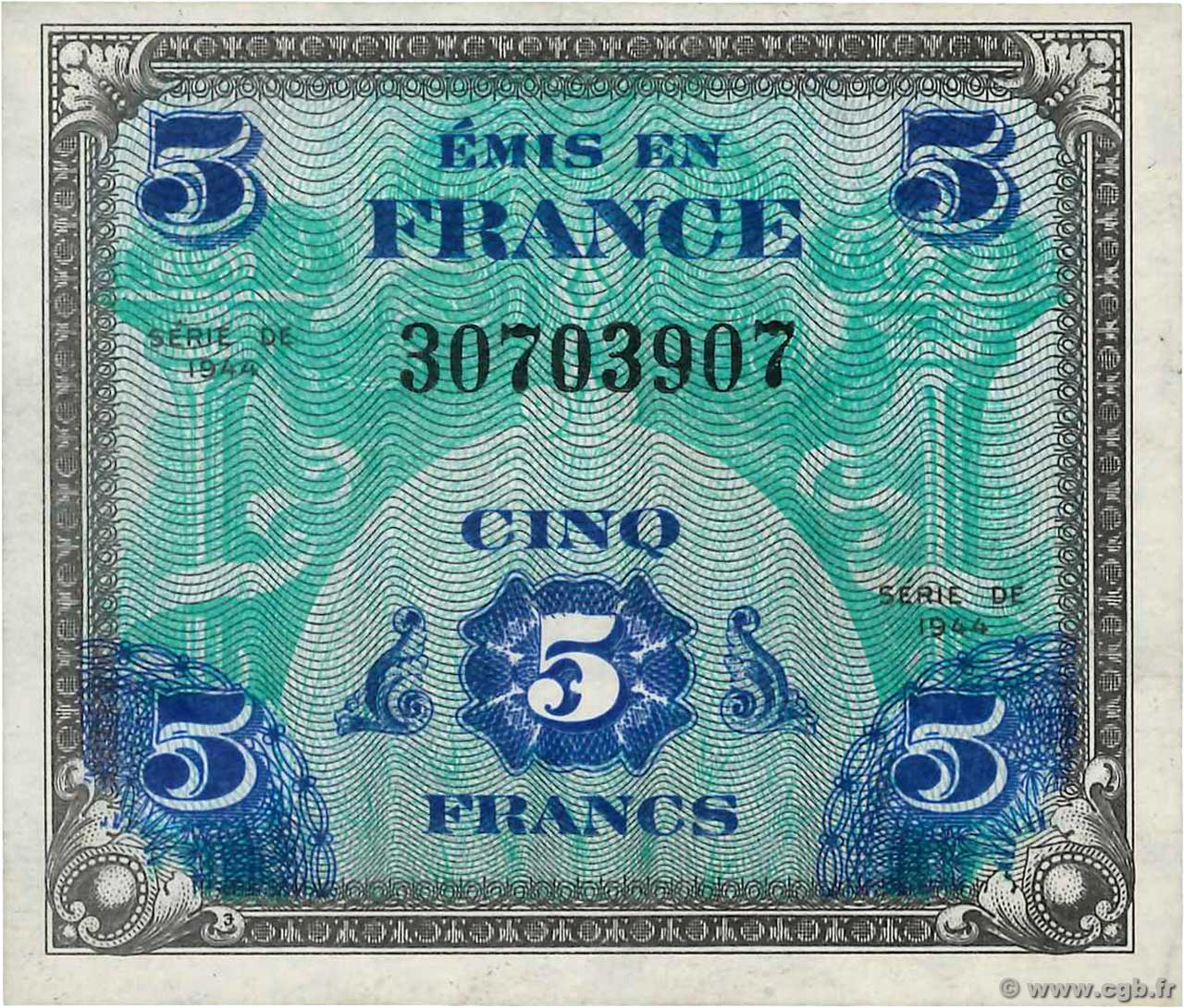 5 Francs DRAPEAU FRANCE  1944 VF.17.01 SPL+