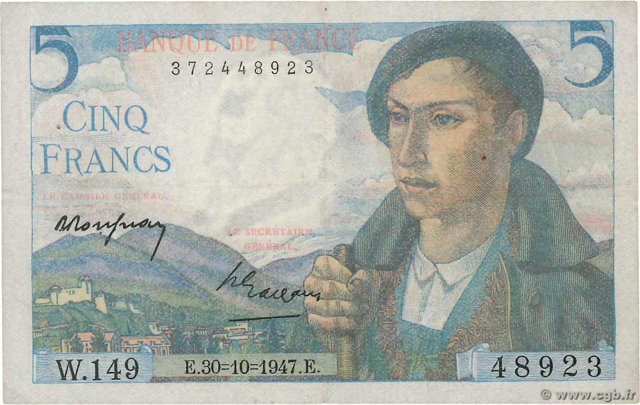 5 Francs BERGER FRANCE  1947 F.05.07 TTB