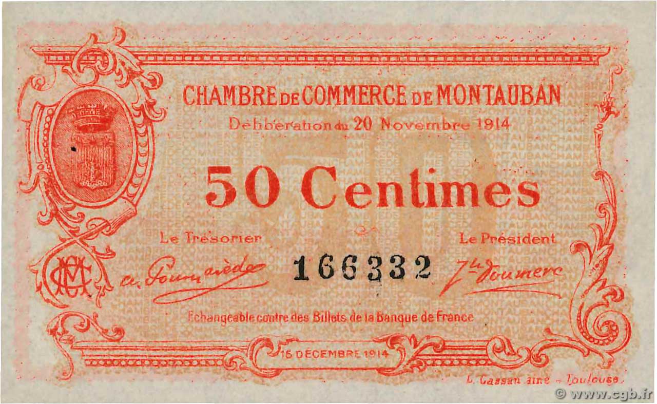 50 Centimes FRANCE regionalismo y varios Montauban 1914 JP.083.01 EBC+