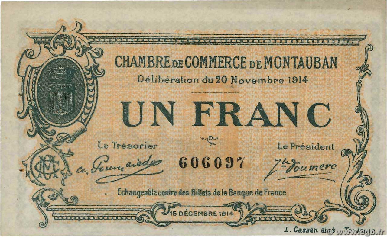 1 Franc FRANCE Regionalismus und verschiedenen Montauban 1914 JP.083.06 VZ