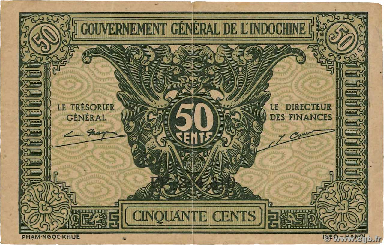 50 Cents INDOCHINA  1942 P.091a BC+