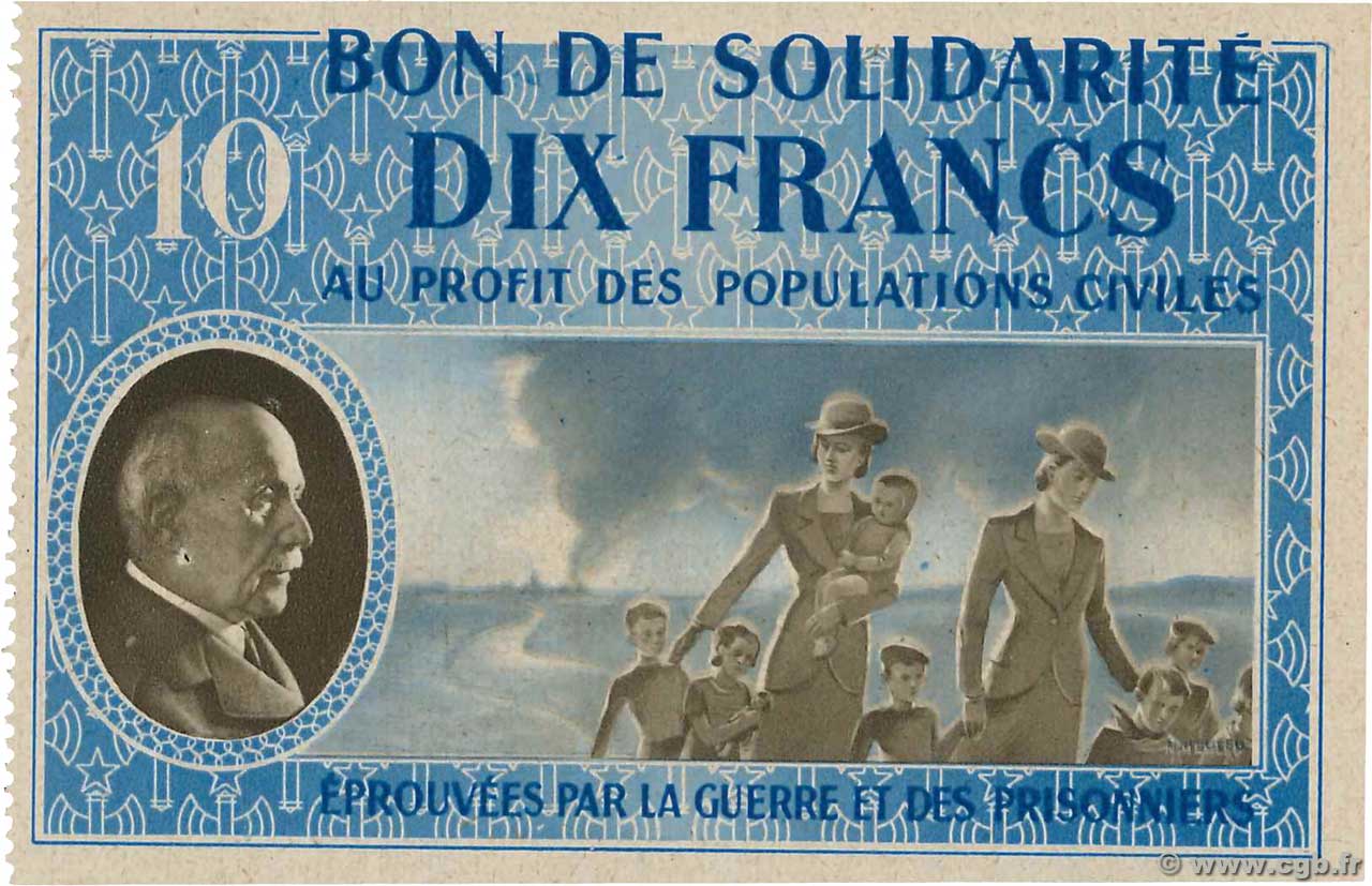 10 Francs BON DE SOLIDARITÉ FRANCE régionalisme et divers  1941 KL.07A4 SPL
