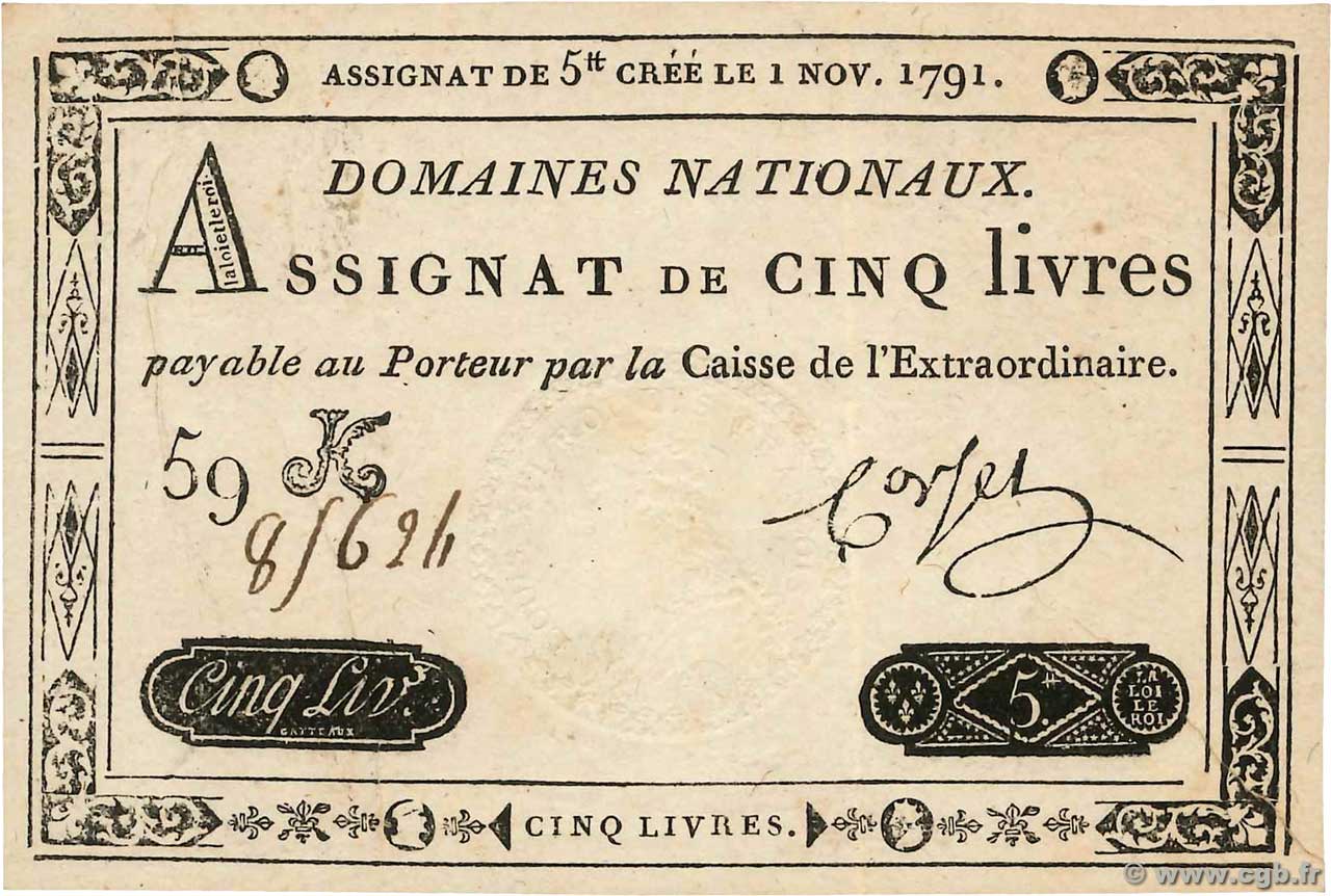 5 Livres FRANCIA  1791 Ass.20a EBC+