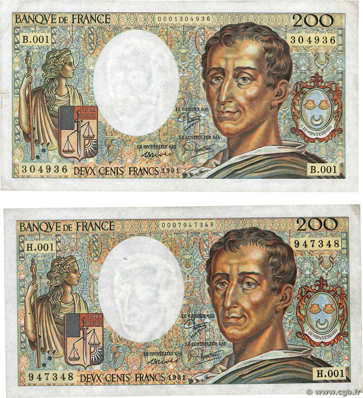 200 Francs MONTESQUIEU Lot FRANCIA  1981 F.70.01 BC+
