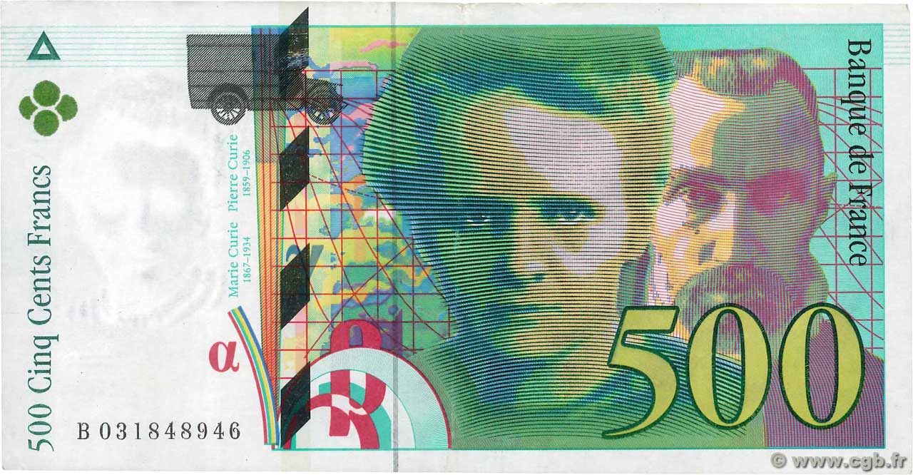 500 Francs PIERRE ET MARIE CURIE FRANCE  1995 F.76.02 TB