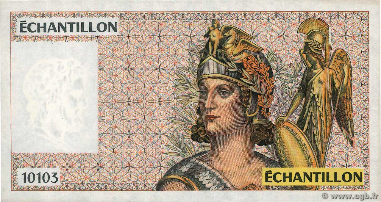 100 Francs DELACROIX, type Athéna Échantillon FRANCE regionalismo y varios  1990 F.(69bis/ter) SC