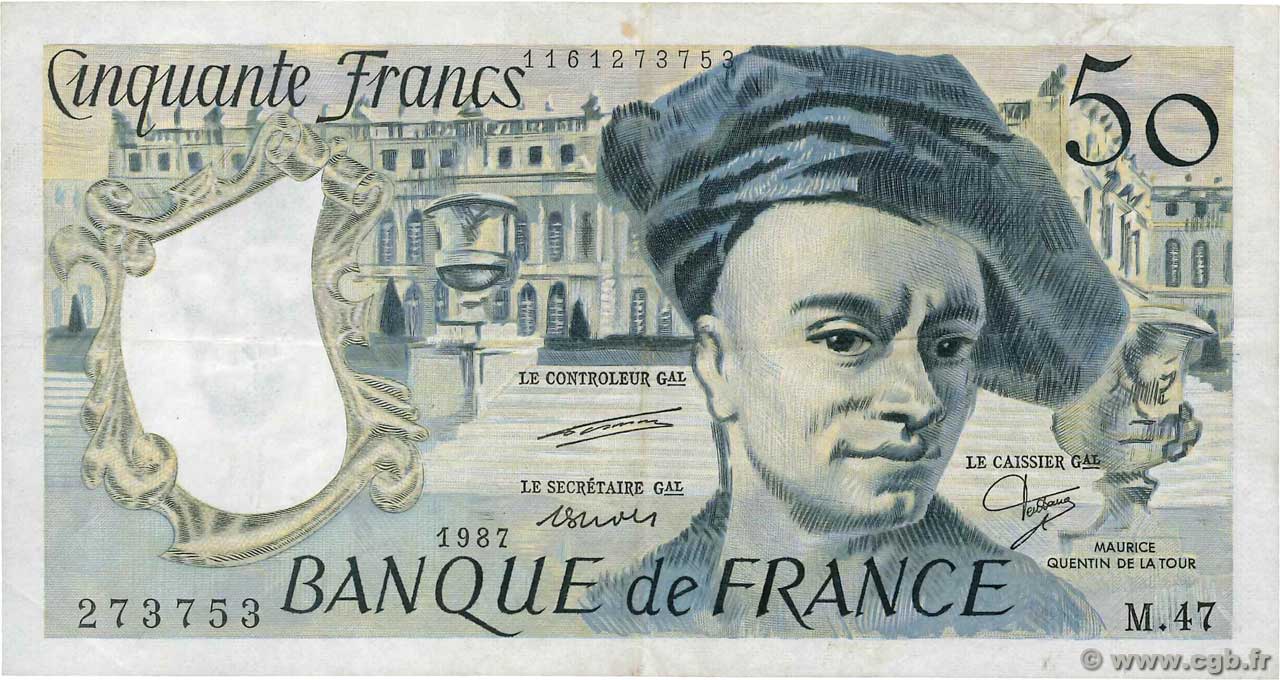 50 Francs QUENTIN DE LA TOUR FRANKREICH  1987 F.67.13 fSS