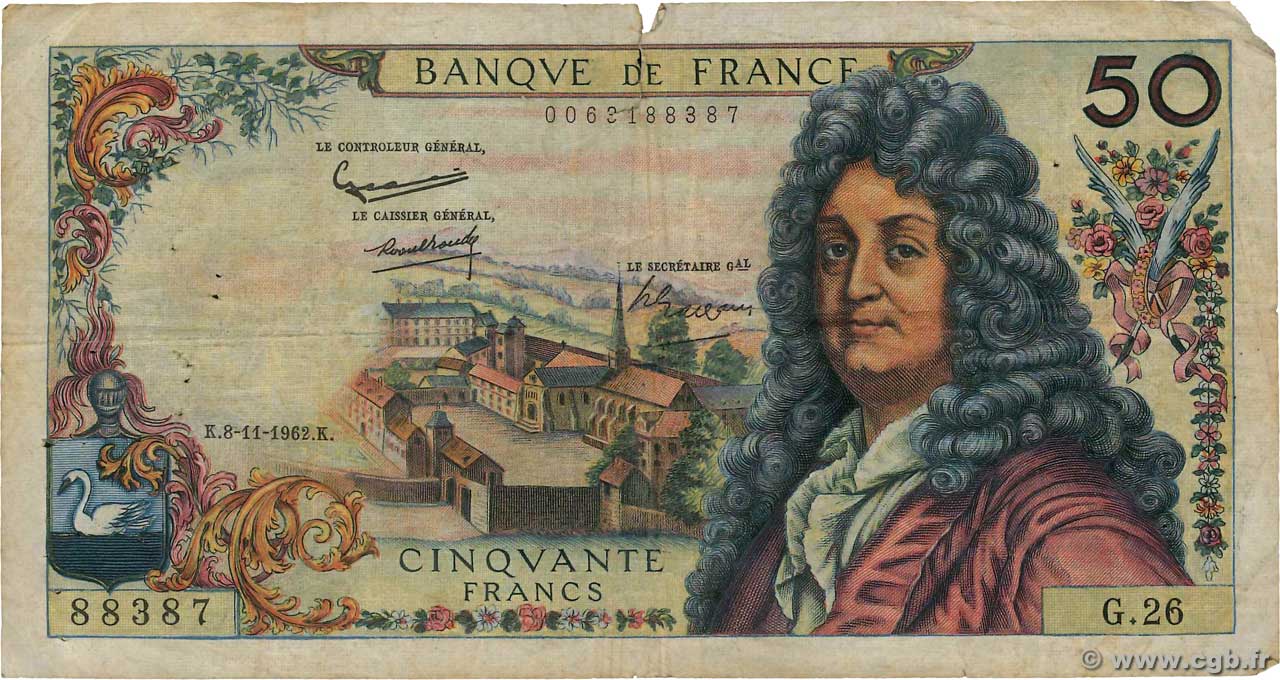 50 Francs RACINE FRANCE  1962 F.64.02 B