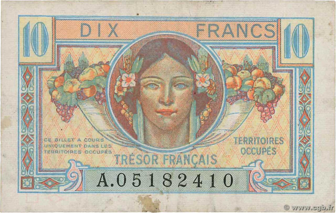 10 Francs TRÉSOR FRANÇAIS FRANCIA  1947 VF.30.01 q.BB