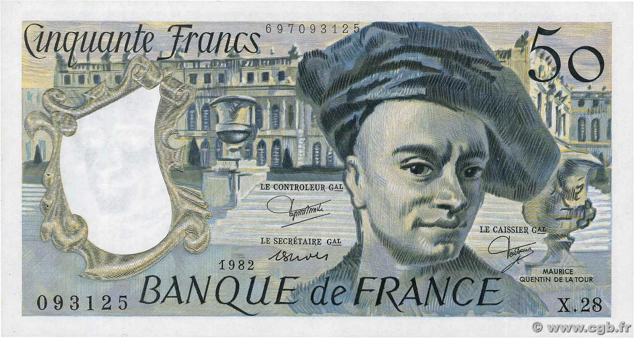 50 Francs QUENTIN DE LA TOUR FRANCE  1982 F.67.08 pr.SPL