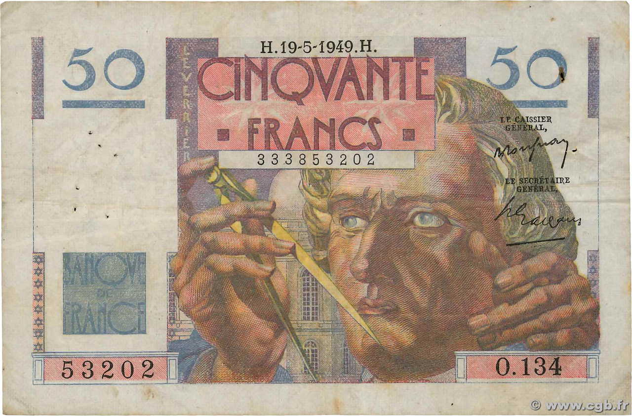 50 Francs LE VERRIER FRANCIA  1949 F.20.12 BC