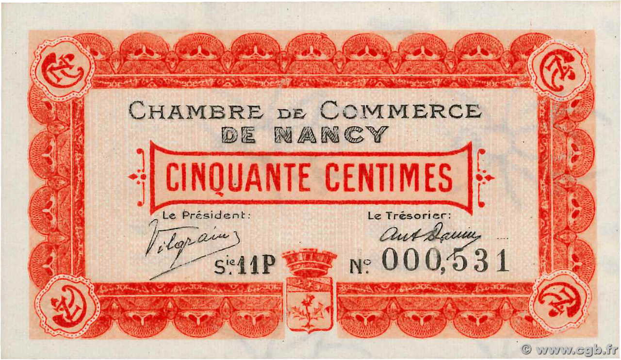 50 Centimes FRANCE regionalismo y varios Nancy 1918 JP.087.20 FDC