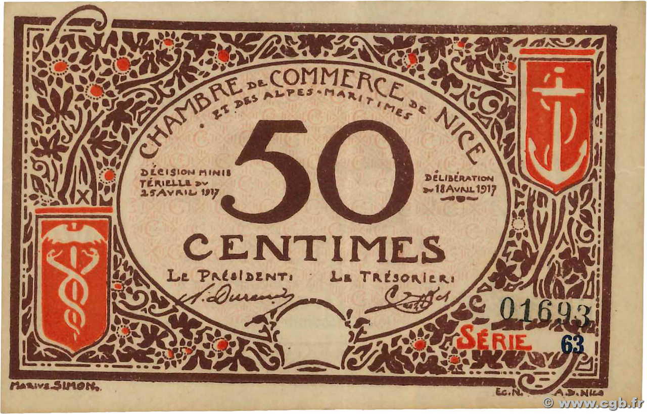 50 Centimes FRANCE regionalism and miscellaneous Nice 1917 JP.091.06 VF