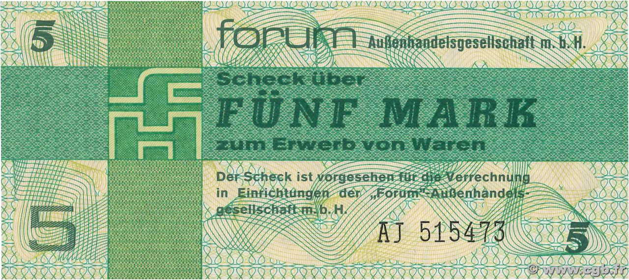 5 Mark GERMAN DEMOCRATIC REPUBLIC  1979 P.FX3 UNC